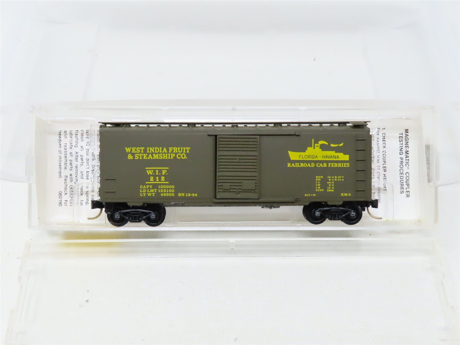 N Micro-Trains MTL #20450 WIF West India Fruit 40' Single Door Box Car #212