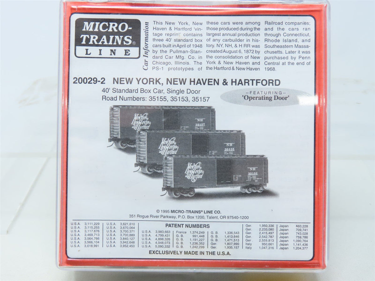 N Micro-Trains MTL #20029-2 NH New York New Haven &amp; Hartford 40&#39; Box Car 3-Pack