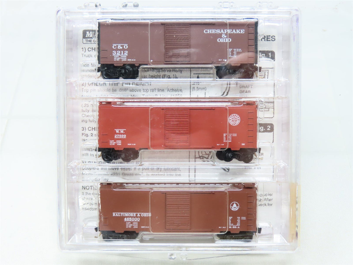 N Scale Micro-Trains MTL #20276-2 C&amp;O B&amp;O WM &#39;The Cat Pak&#39; 40&#39; Box Car 3-Pack