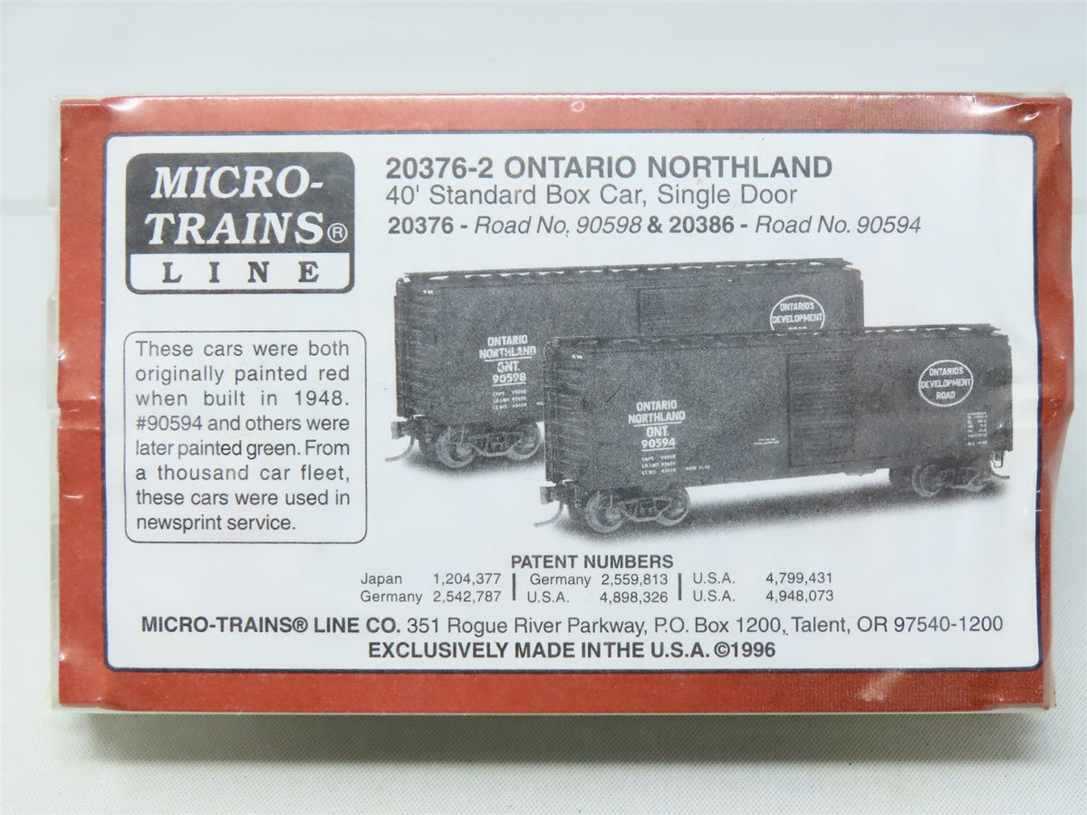 N Scale Micro-Trains MTL #20376-2 ONT Ontario Northland 40&#39; Box Car 2-Pack