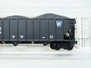 N Micro-Trains MTL 108040 PRR Pennsylvania 3-Bay Hopper w/ Coal Load #180187