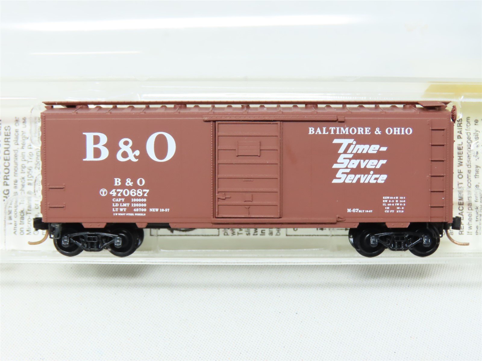 N  Micro-Trains MTL 20346 B&O Baltimore & Ohio "Time Saver" 40' Boxcar #470687