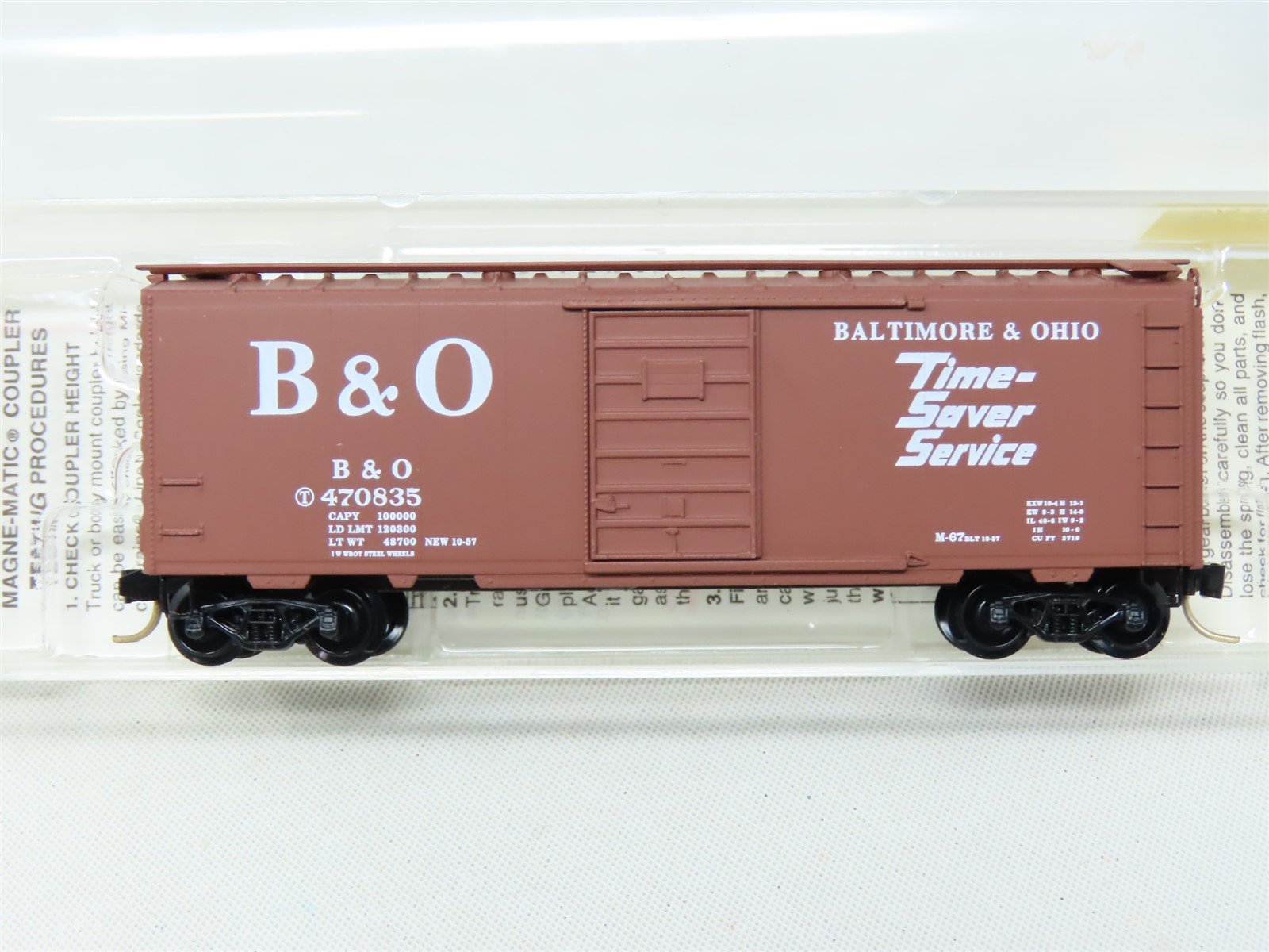 N Micro-Trains MTL 203463 B&O Baltimore & Ohio "Time Saver" 40' Boxcar #470835