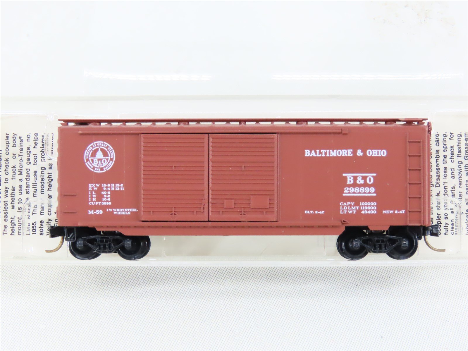 N Scale Micro-Trains MTL 23040 B&O Baltimore & Ohio 40' Boxcar #298899