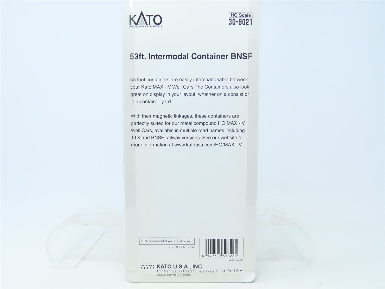 HO Scale Kato #30-9021 HUBU BNSF Railway 53' Intermodal Containers (2-Pack)