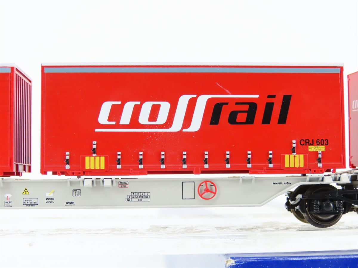 HO Roco 66566 AAE Ahaus Alstatter Articulated Double Flat Car w/Crossrail Load