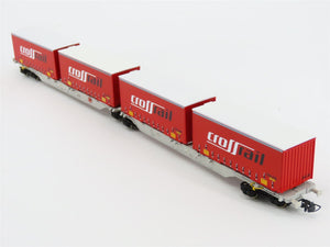 HO Roco 66566 AAE Ahaus Alstatter Articulated Double Flat Car w/Crossrail Load