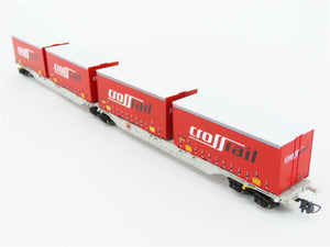 HO Roco 66566 AAE Ahaus Alstatter Articulated Double Flat Car w/Crossrail Load