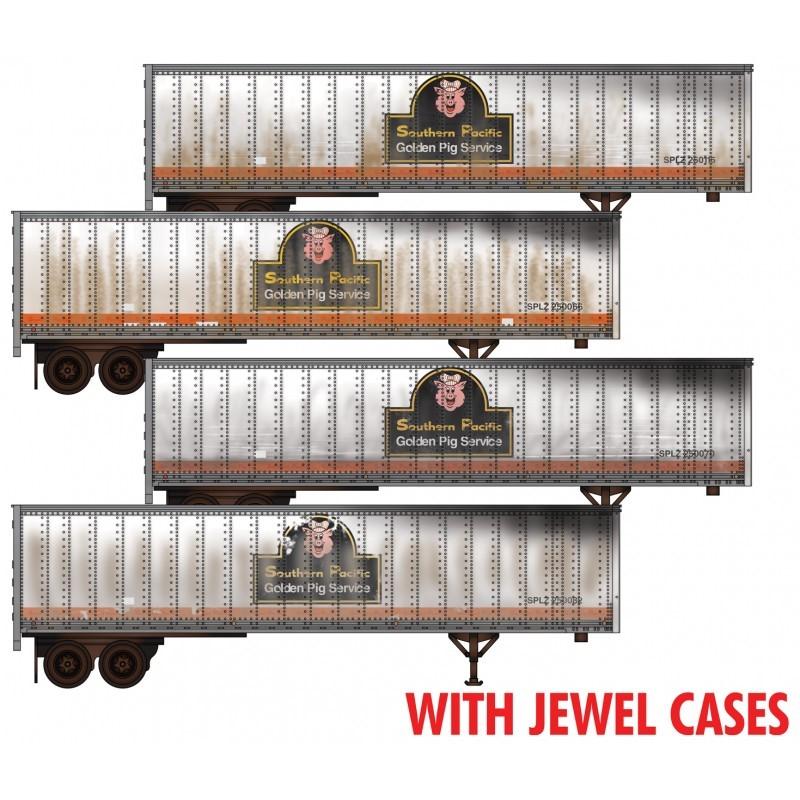 N Micro-Trains MTL 98302224 SP Golden Pig Service 45&#39; Trailer Set 2-Pk Weathered