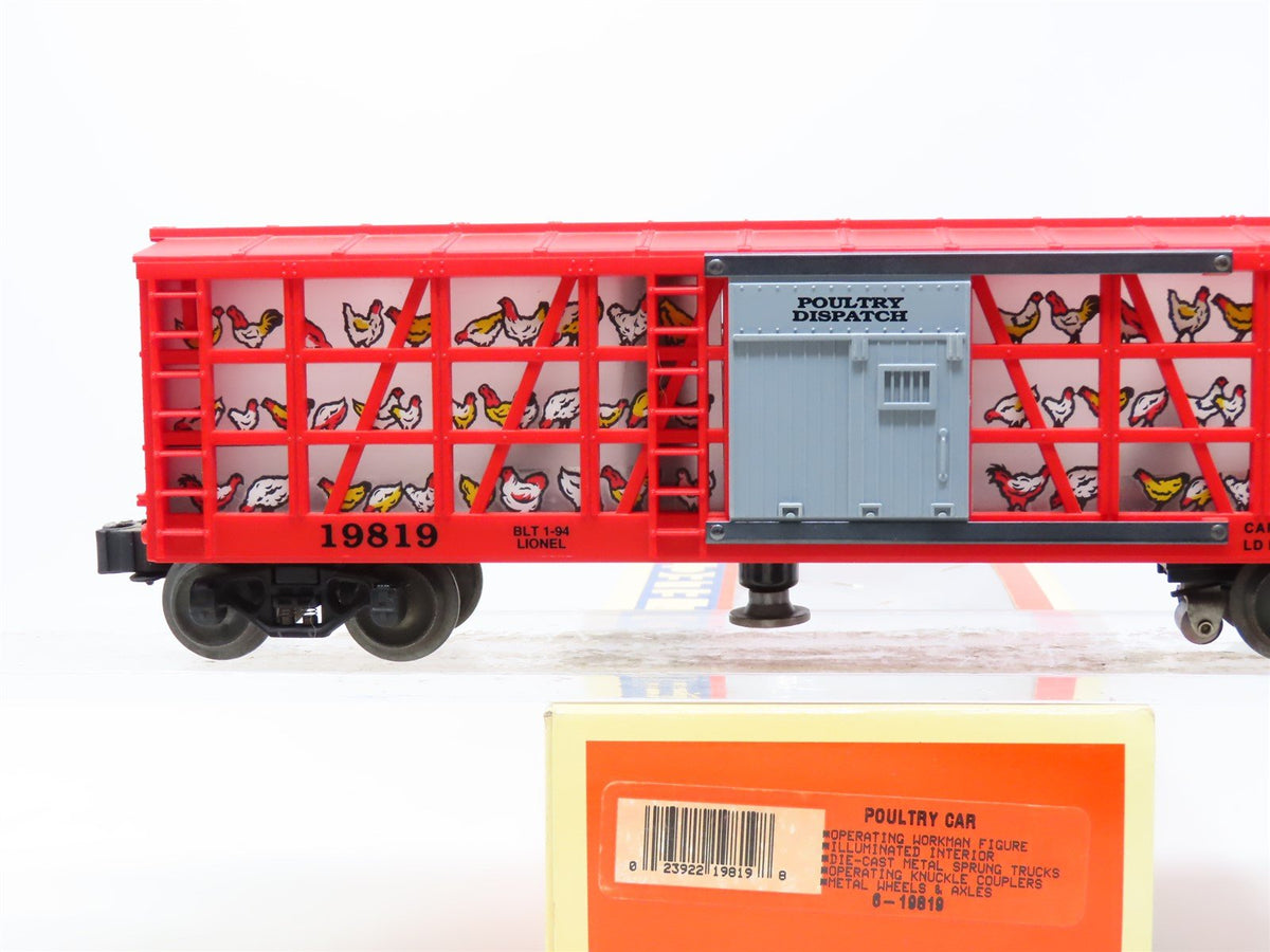 O Gauge 3-Rail Lionel 6-19819 Poultry Dispatch Operating Stock Car w/Lighting