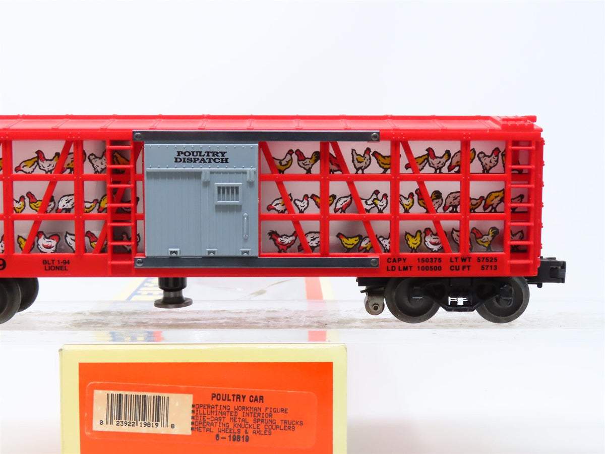 O Gauge 3-Rail Lionel 6-19819 Poultry Dispatch Operating Stock Car w/Lighting