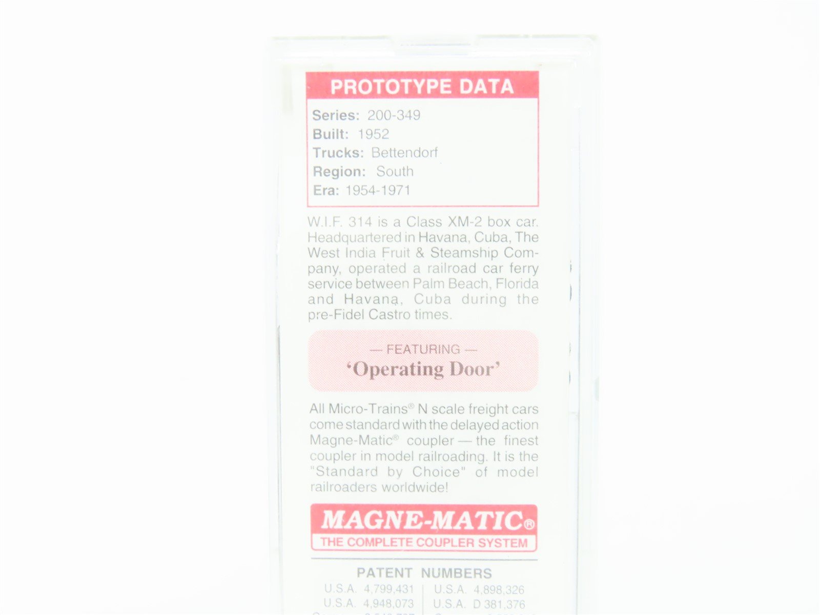 N Scale Micro-Trains MTL 20370 WIF West India Fruit Co 40' Boxcar #314