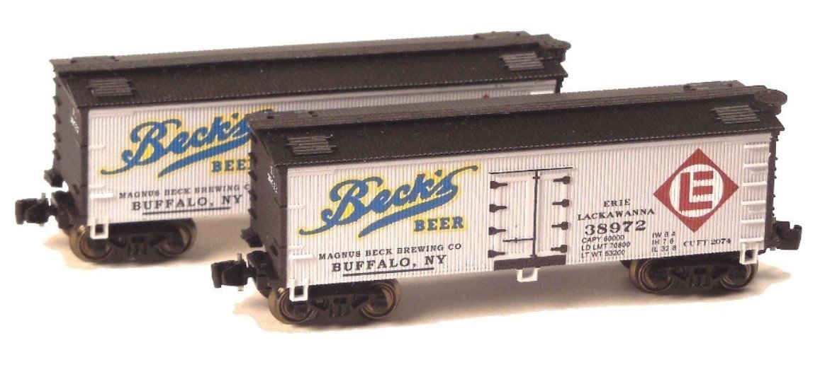 Z Scale FULL THROTTLE FTB9408-1 EL Erie Lackawanna Beck's Beer 34' Reefer Set #1