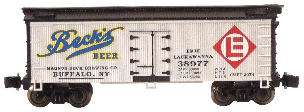 Z Scale FULL THROTTLE FTB9408-1 EL Erie Lackawanna Beck's Beer 34' Reefer Set #1