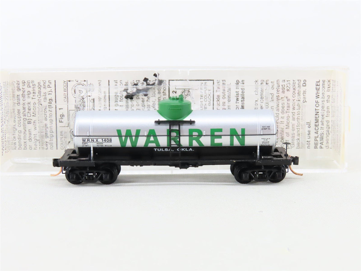 N Scale Micro-Trains MTL NSC 03-15 WRNX Warren Single Dome Tank Car #1408