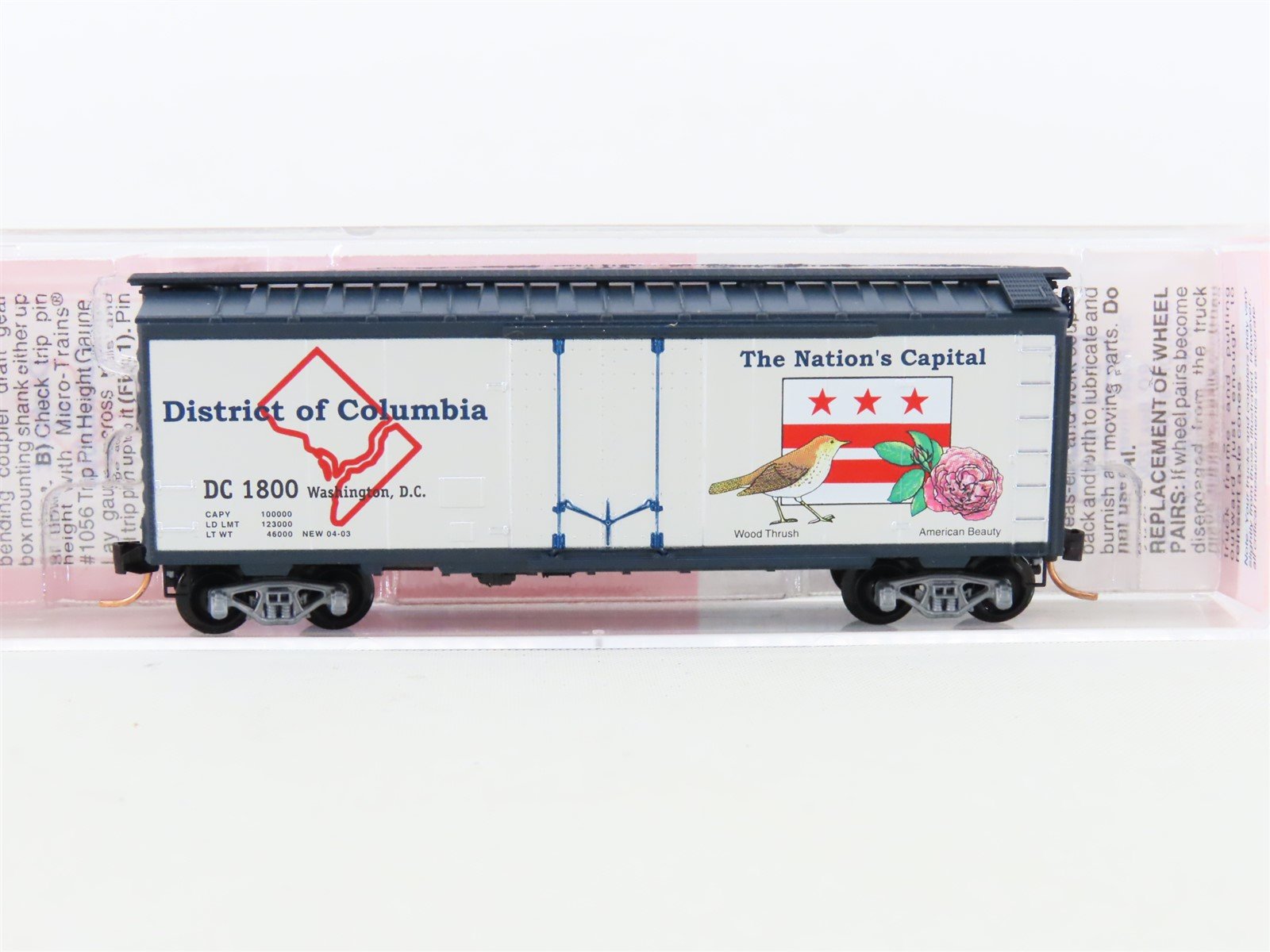 N Scale Micro-Trains MTL NSC 4-03 DC Distract of Columbia 40' Boxcar #1800