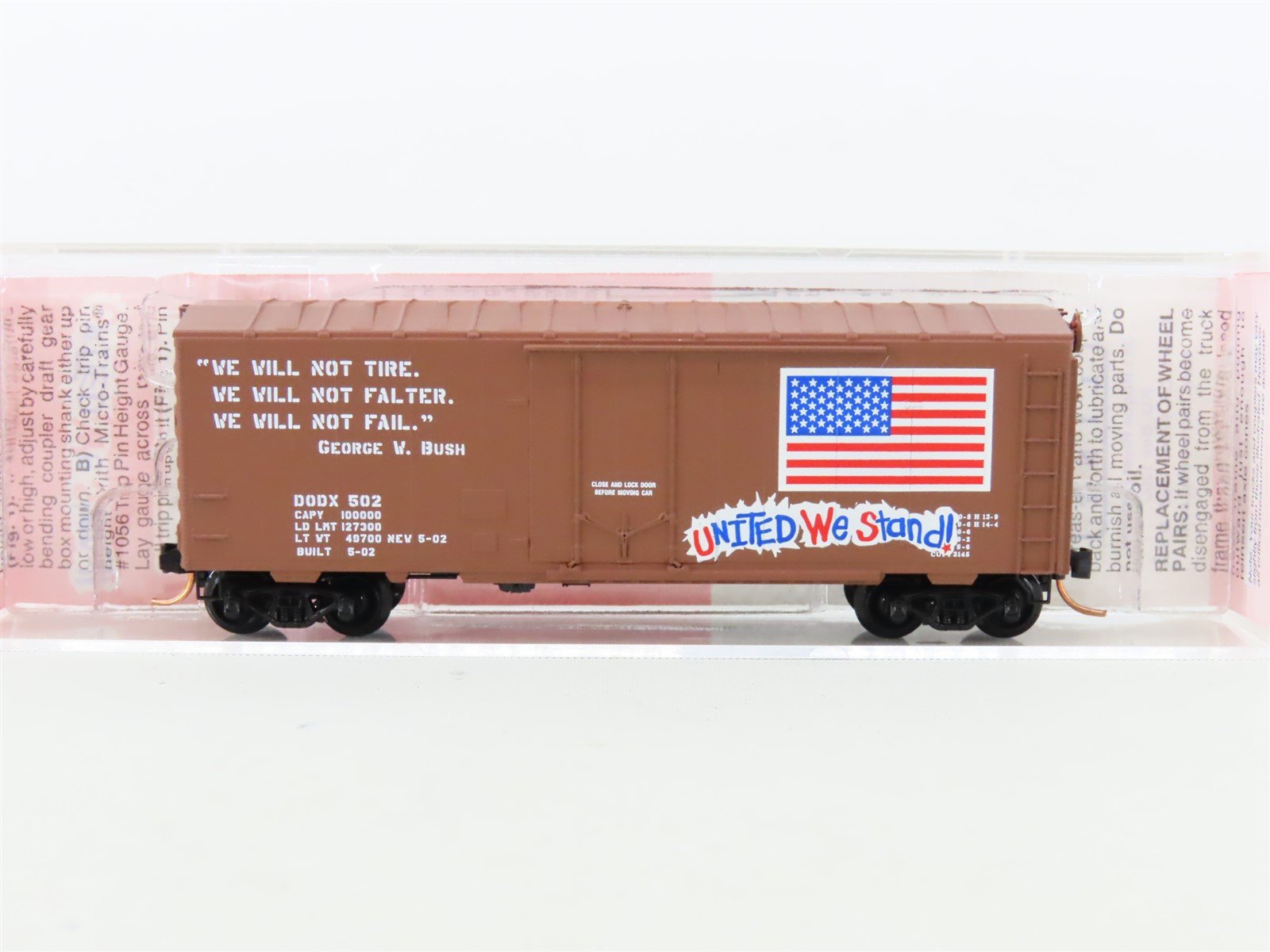 N Scale Micro-Trains MTL NSC 4-02 DODX United We Stand 40' Boxcar #502