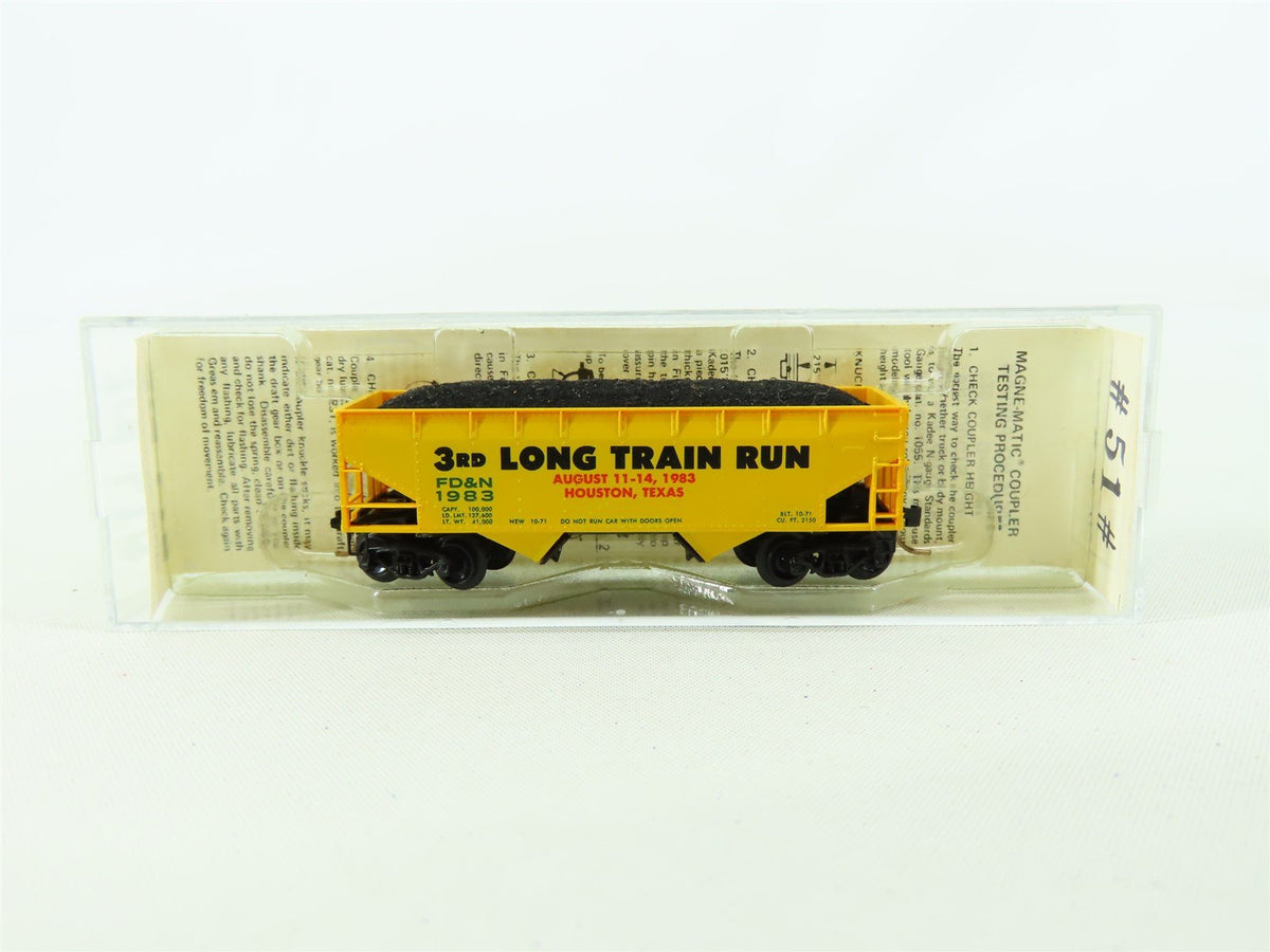 N Scale Micro-Trains MTL Special Run FD&amp;N 3rd Long Train Run 2-Bay Hopper #1983