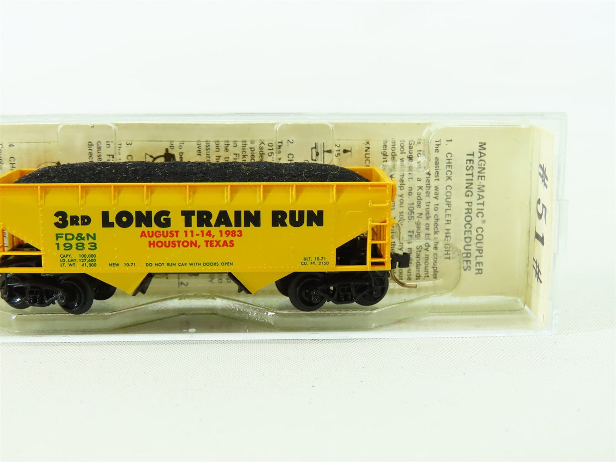 N Scale Micro-Trains MTL Special Run FD&amp;N 3rd Long Train Run 2-Bay Hopper #1983