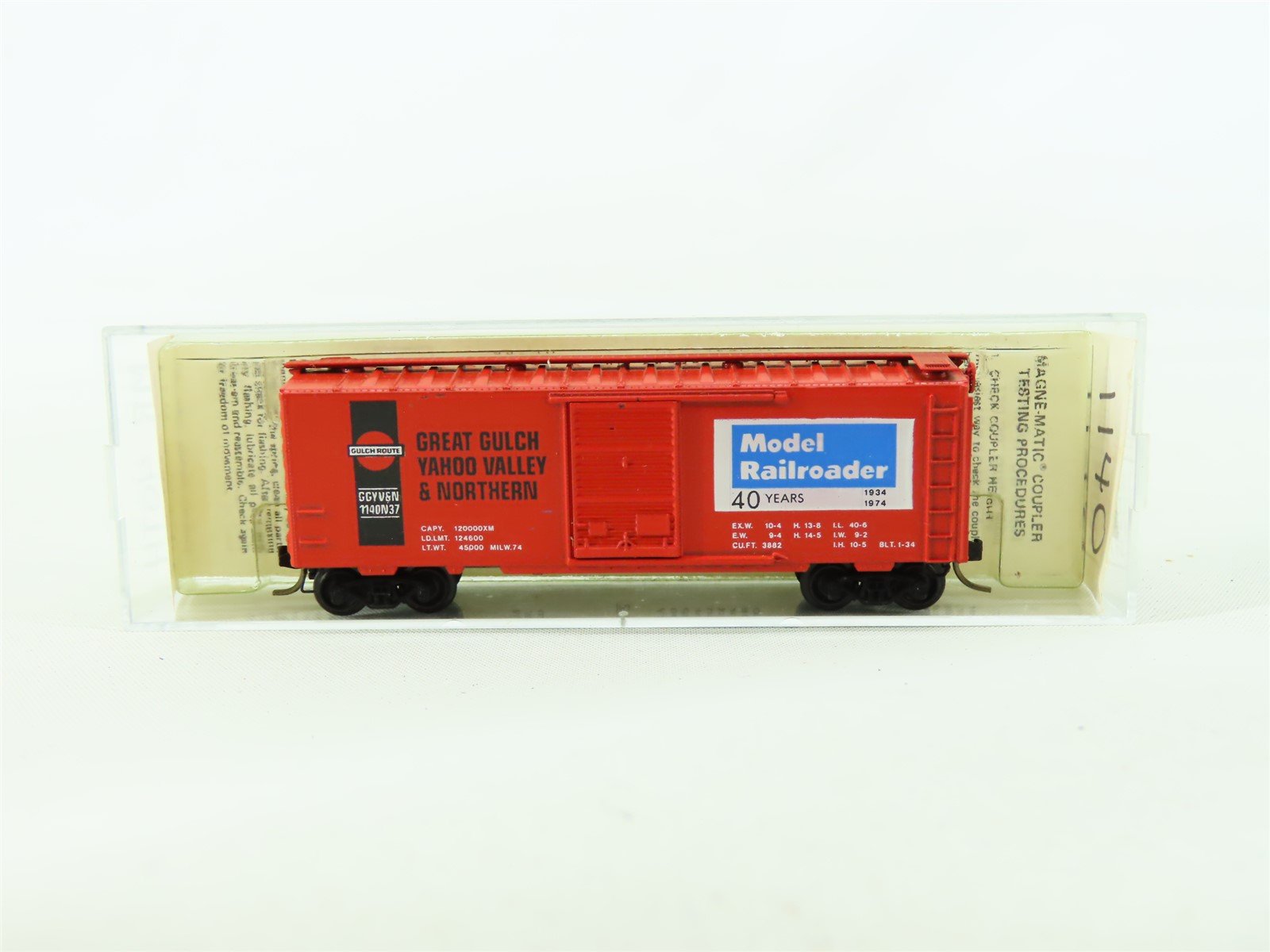 N Micro-Trains MTL Special Run GGYVN Great Gulch Yahoo Valley 40' Boxcar 1140N37