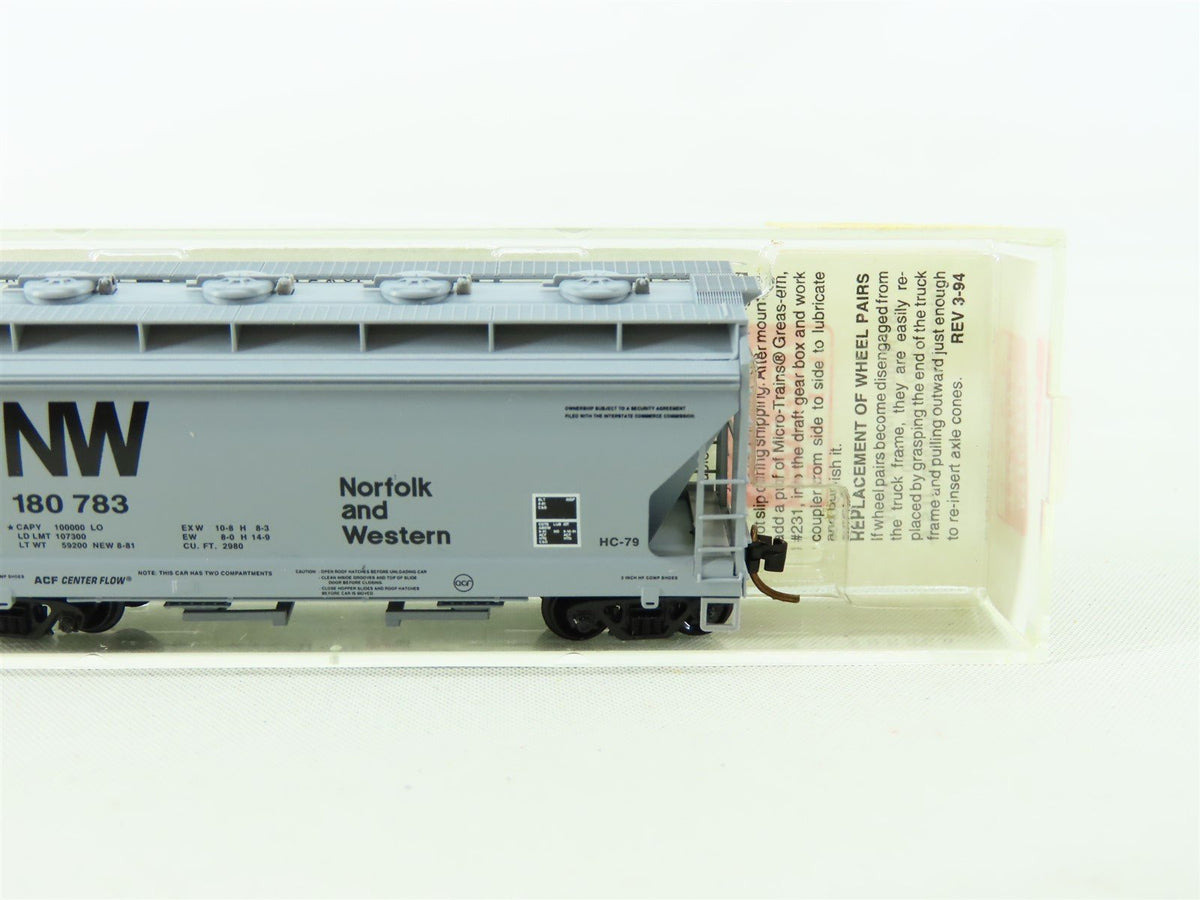 N Scale Micro-Trains MTL 92050 N&amp;W Norfolk &amp; Western 2 Bay Hopper Car #180783