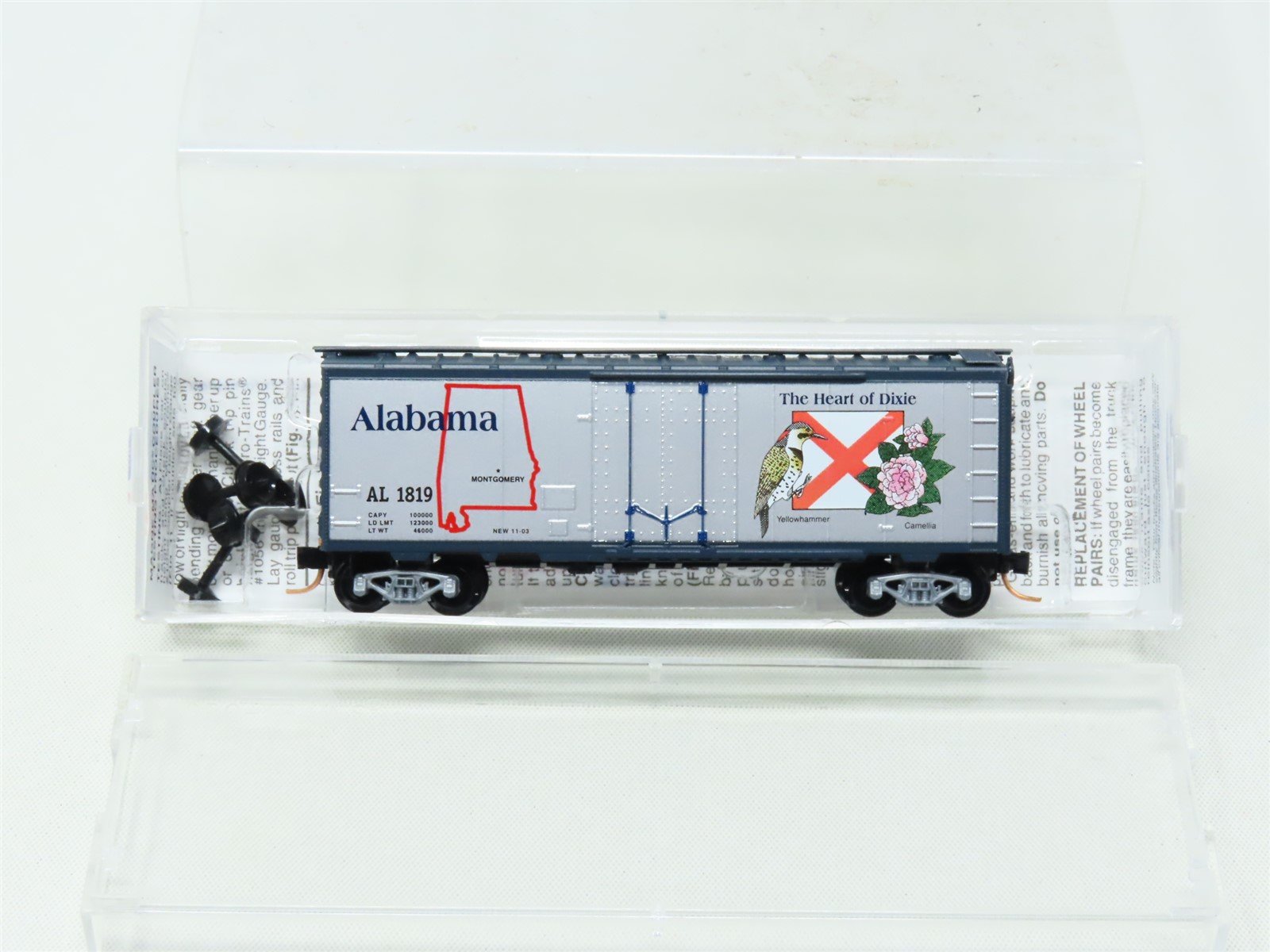 N Scale Micro-Trains MTL 21372 AL Alabama State 40' Plug Door Box Car #1819