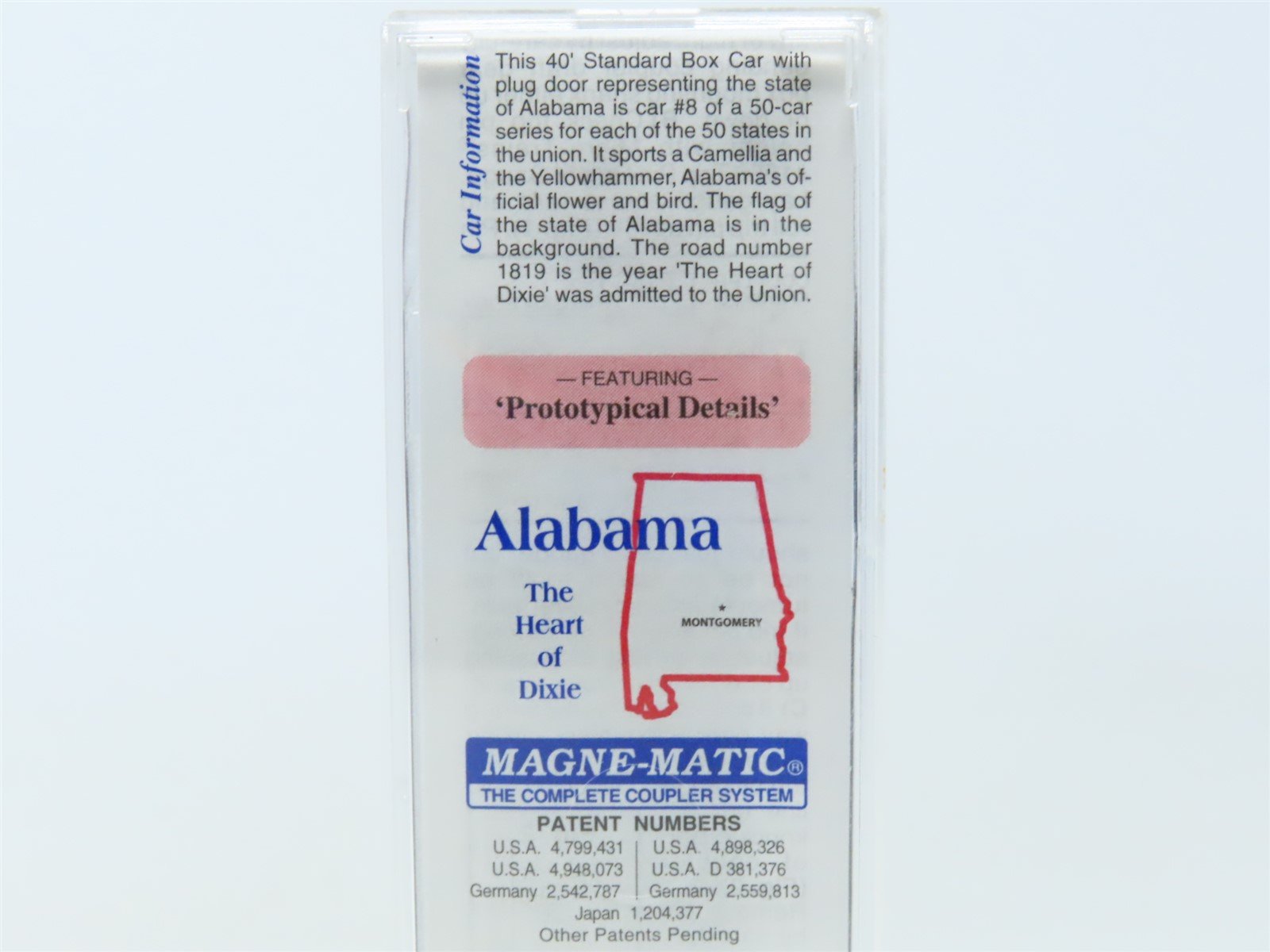 N Scale Micro-Trains MTL 21372 AL Alabama State 40' Plug Door Box Car #1819