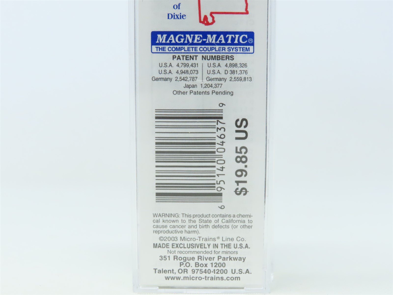 N Scale Micro-Trains MTL 21372 AL Alabama State 40' Plug Door Box Car #1819