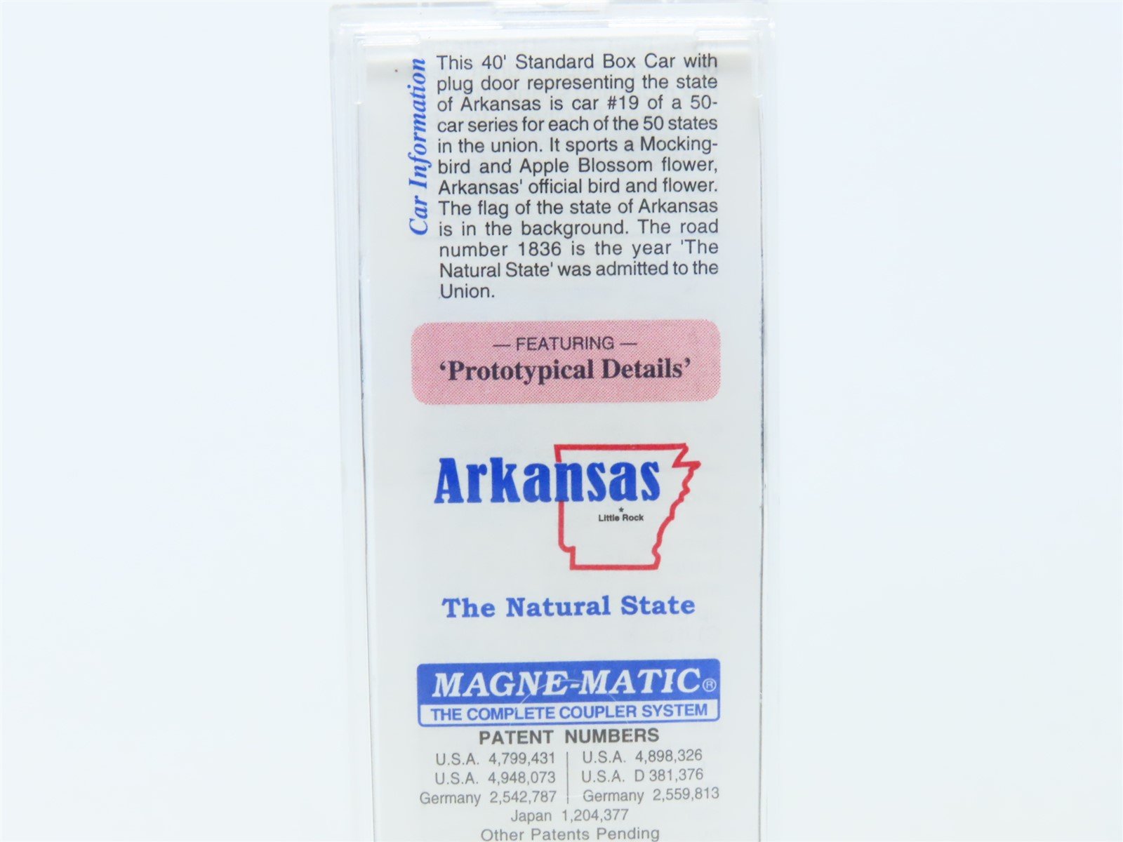 N Scale Micro-Trains MTL 21383 AR Arkansas State 40' Plug Door Box Car #1836