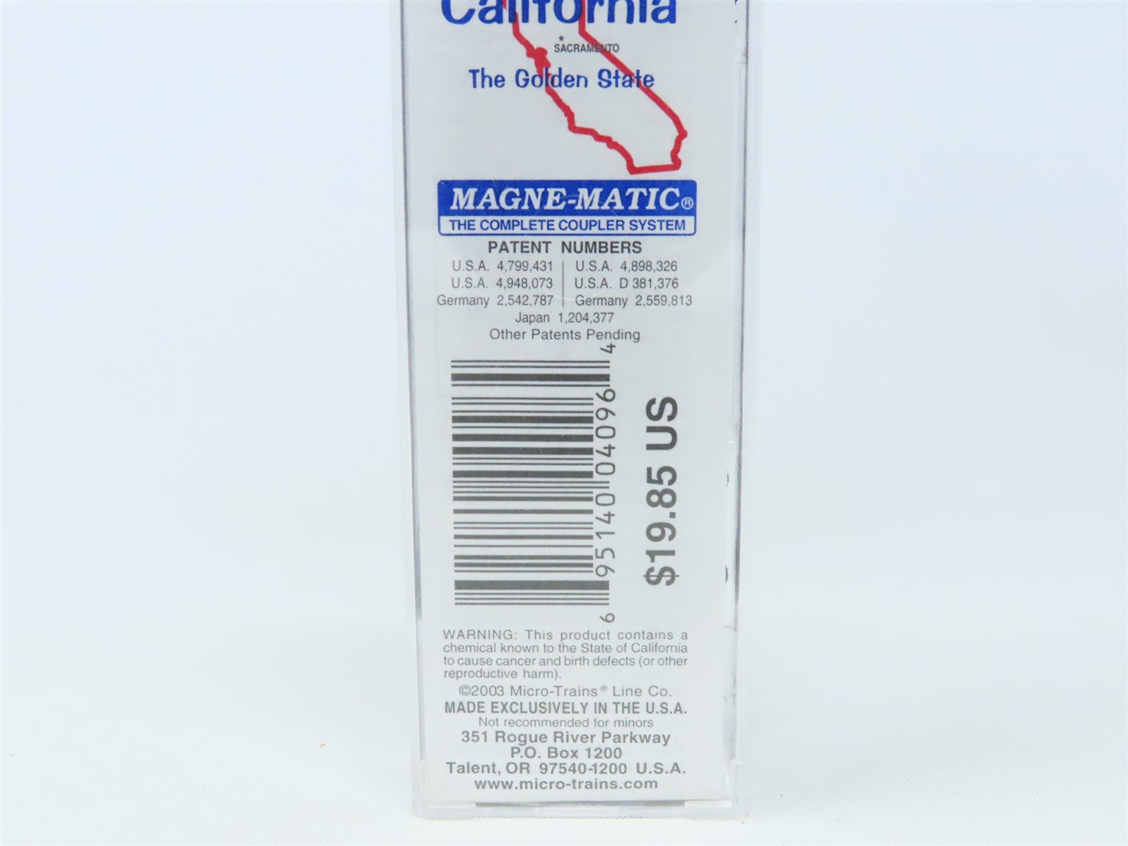 N Scale Micro-Trains MTL 21330 CA California State 40' Plug Door Box Car #1850