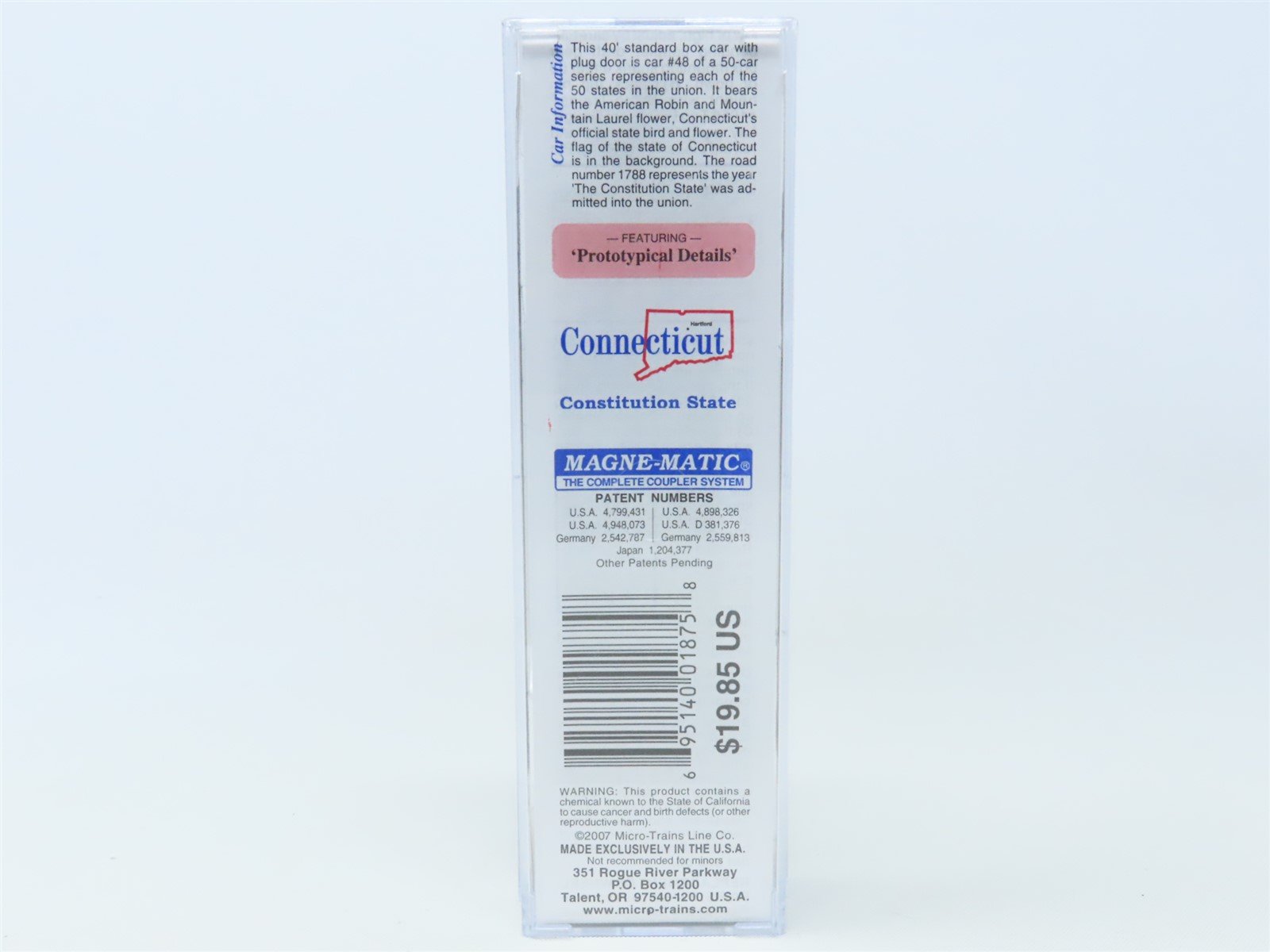 N Scale Micro-Trains MTL 02100412 CT Connecticut State 40' Box Car #1788