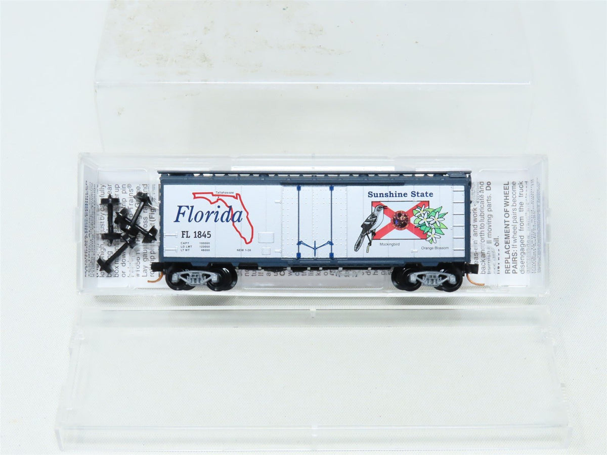 N Scale Micro-Trains MTL 02100397 FL Florida State 40&#39; Plug Door Box Car #1845