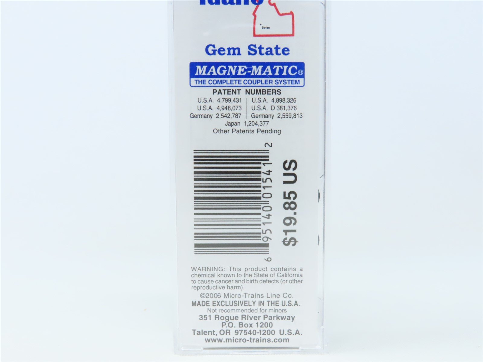 N Scale Micro-Trains MTL 02100398 ID Idaho State 40' Plug Door Box Car #1890