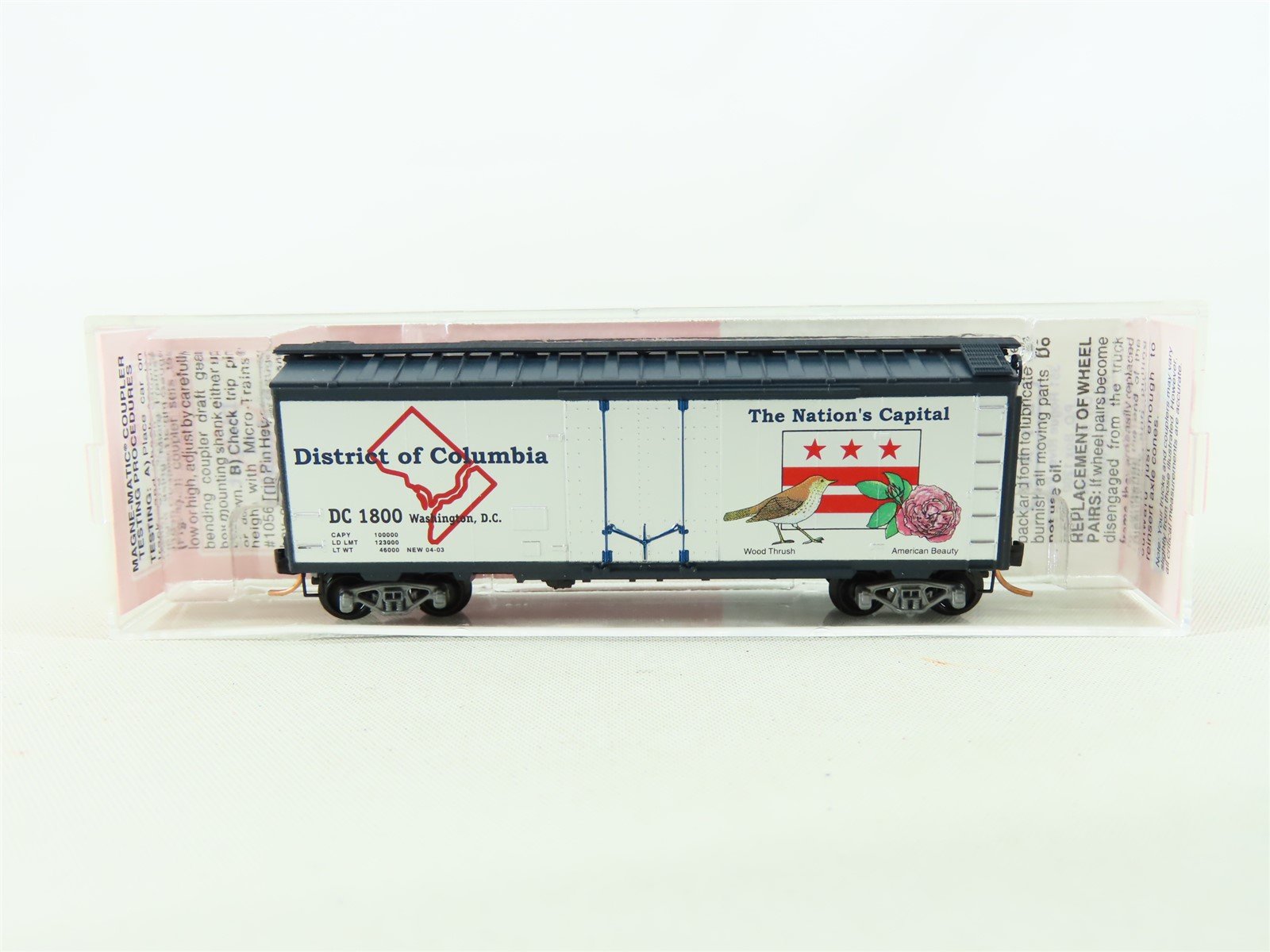 N Scale Micro-Trains MTL NSC 4-03 DC District of Columbia 40' Boxcar #1800