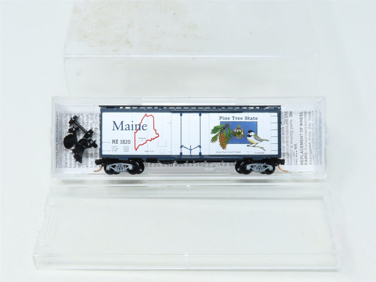 N Scale Micro-Trains MTL 02100394 ME Maine State 40&#39; Plug Door Box Car #1820