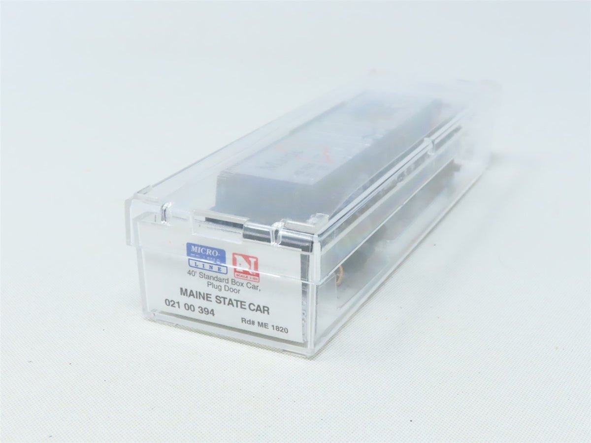 N Scale Micro-Trains MTL 02100394 ME Maine State 40&#39; Plug Door Box Car #1820