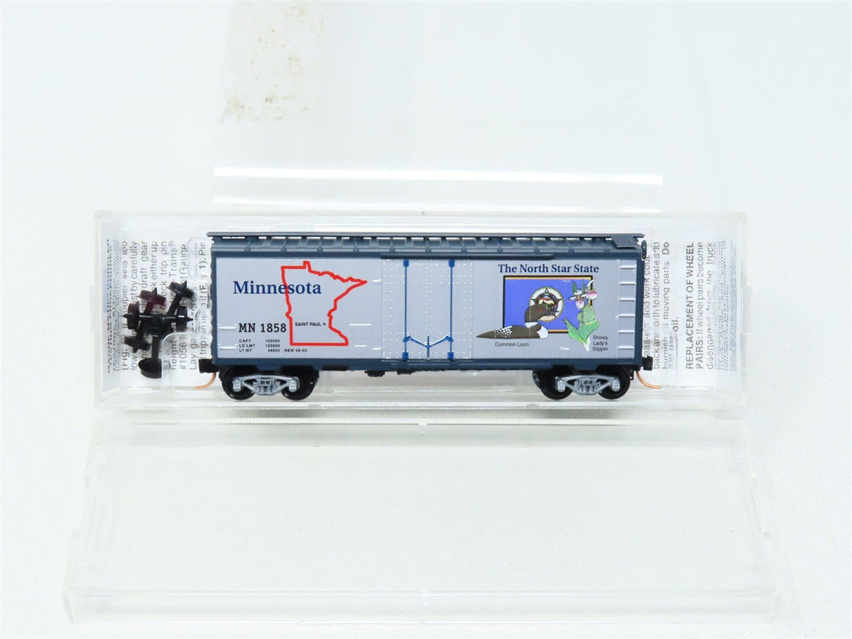 N Scale Micro-Trains MTL 21360 MN Minnesota State 40&#39; Plug Door Box Car #1858