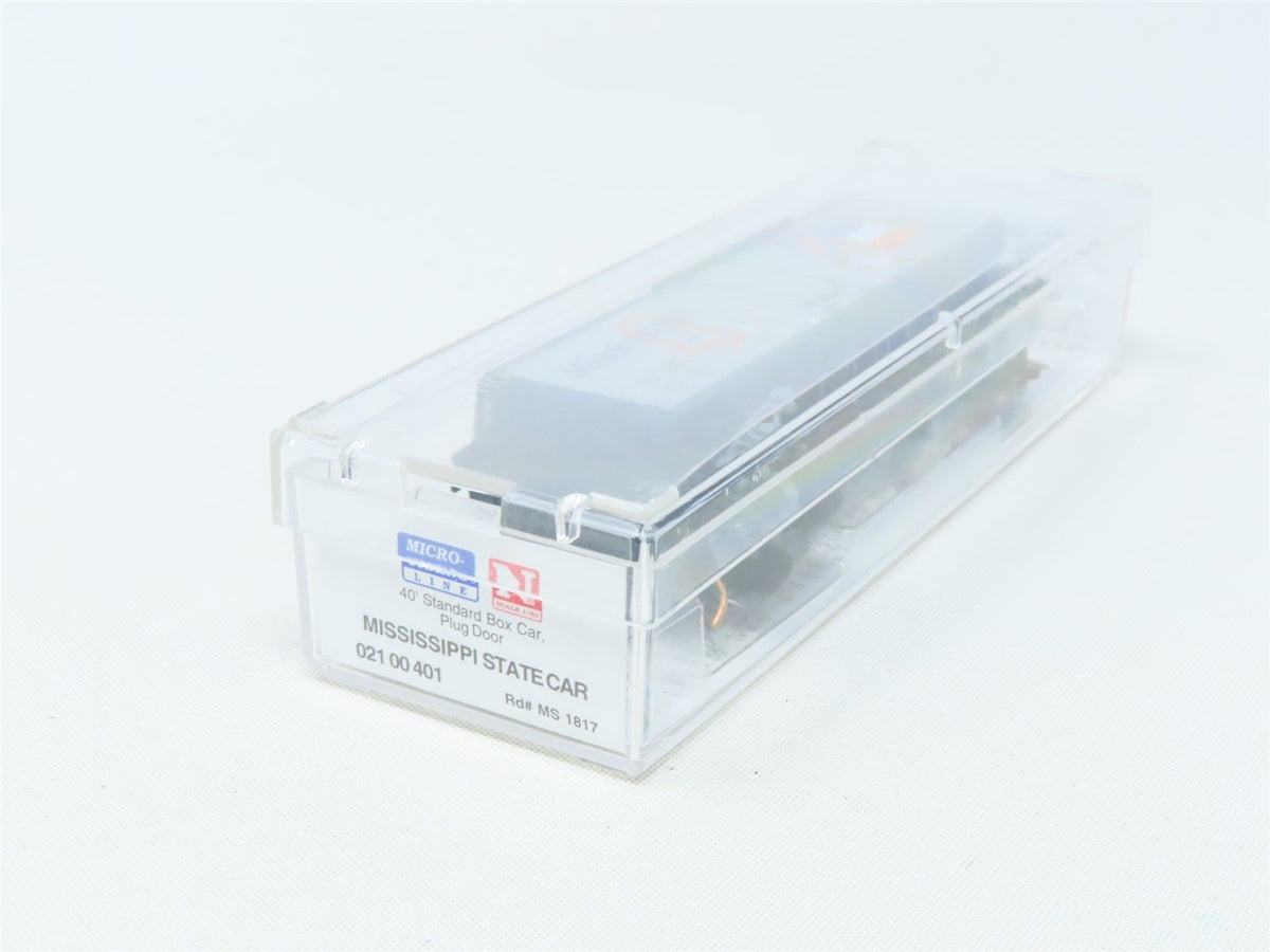 N Micro-Trains MTL 02100401 MS Mississippi State 40&#39; Plug Door Box Car #1817
