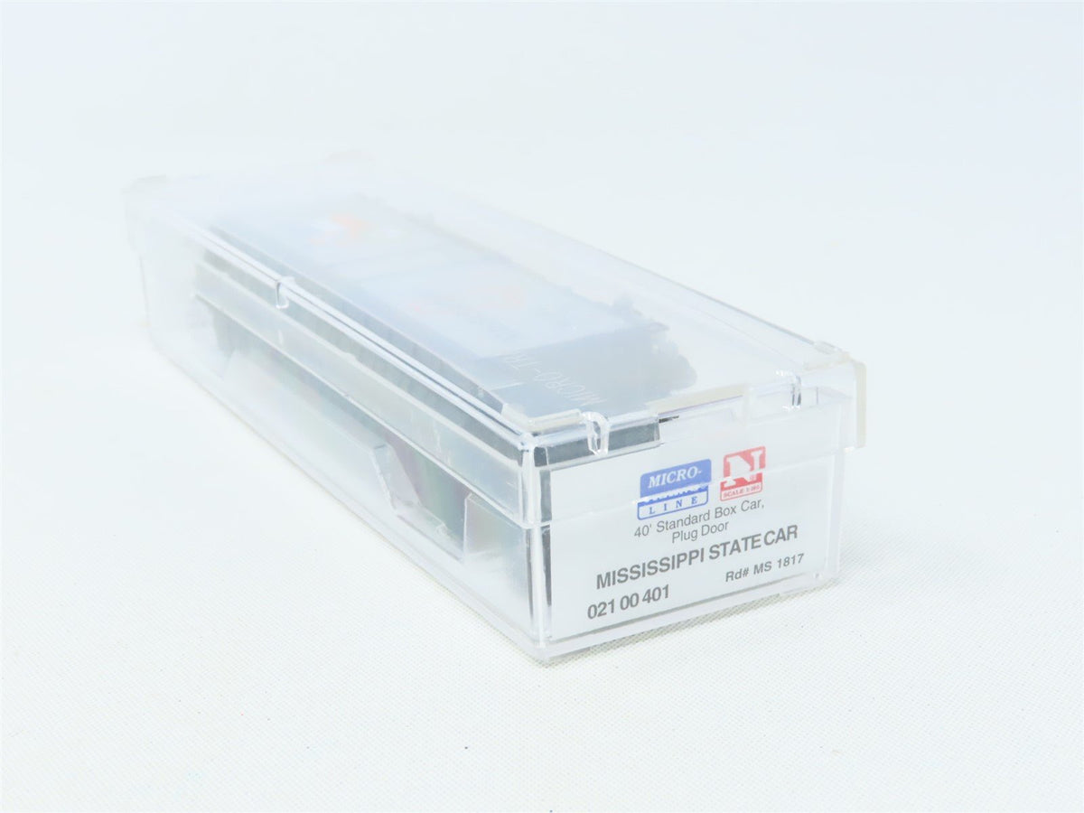 N Micro-Trains MTL 02100401 MS Mississippi State 40&#39; Plug Door Box Car #1817