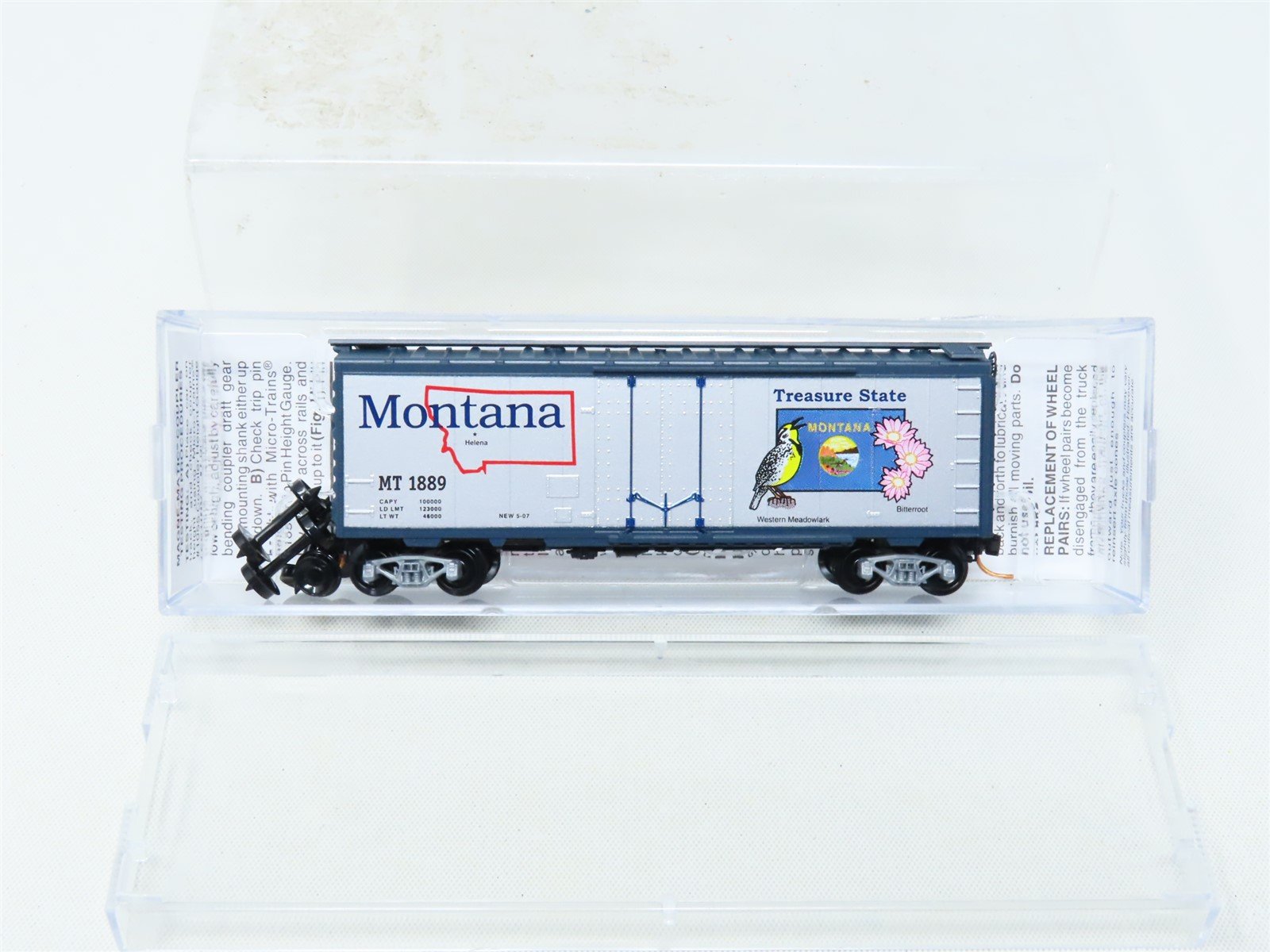 N Scale Micro-Trains MTL 02100413 MT Montana State 40' Plug Door Box Car #1889