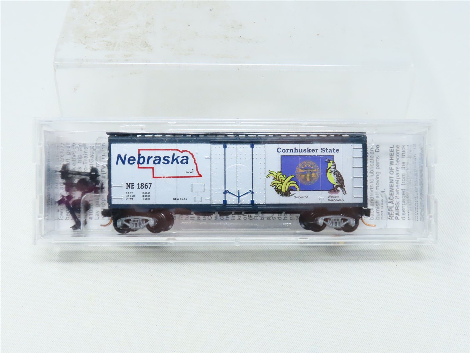 N Scale Micro-Trains MTL 02100390 NE Nebraska State 40' Plug Door Box Car #1867