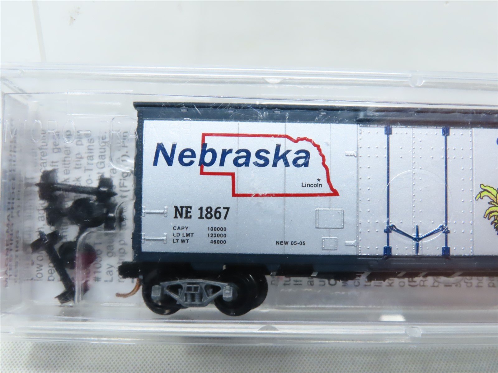 N Scale Micro-Trains MTL 02100390 NE Nebraska State 40' Plug Door Box Car #1867