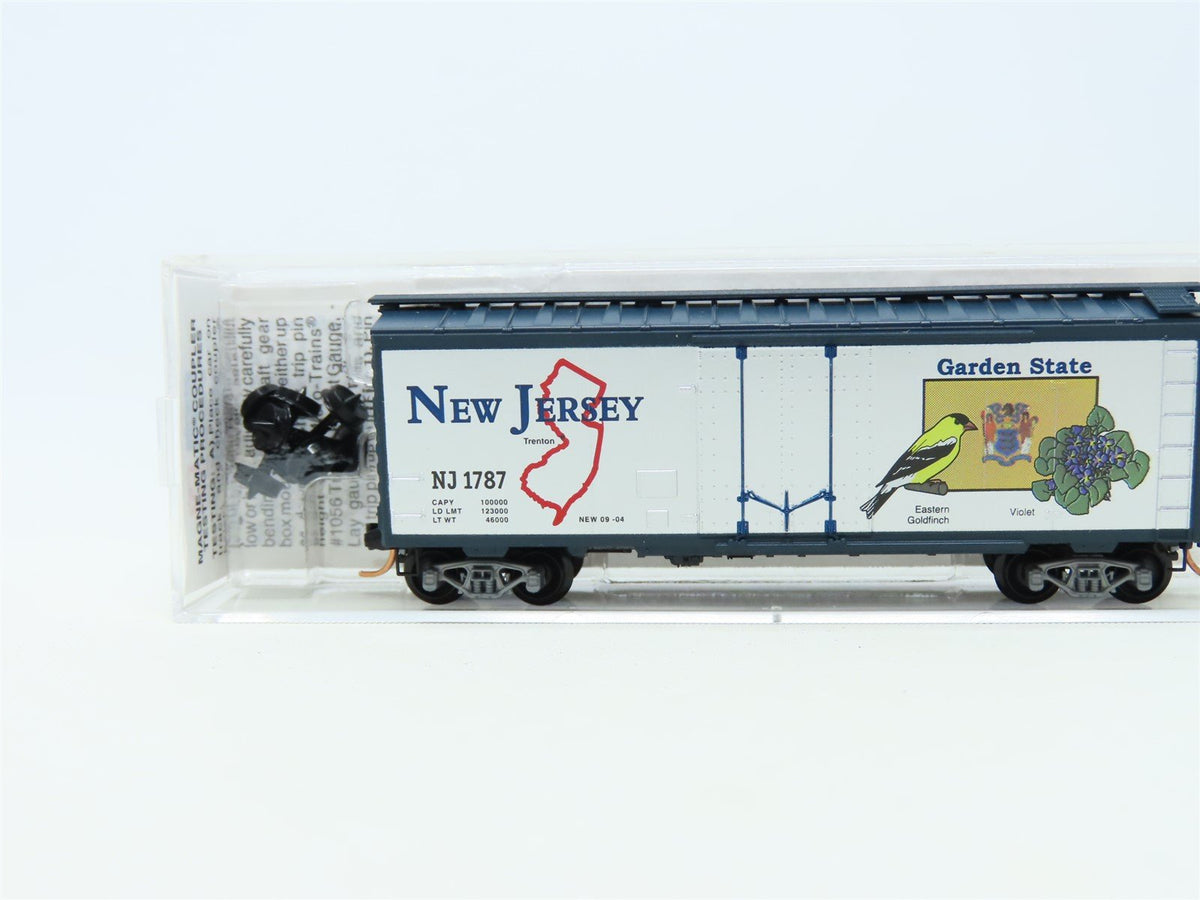 N Scale Micro-Trains MTL 21382 NJ New Jersey State 40&#39; Plug Door Box Car #1787