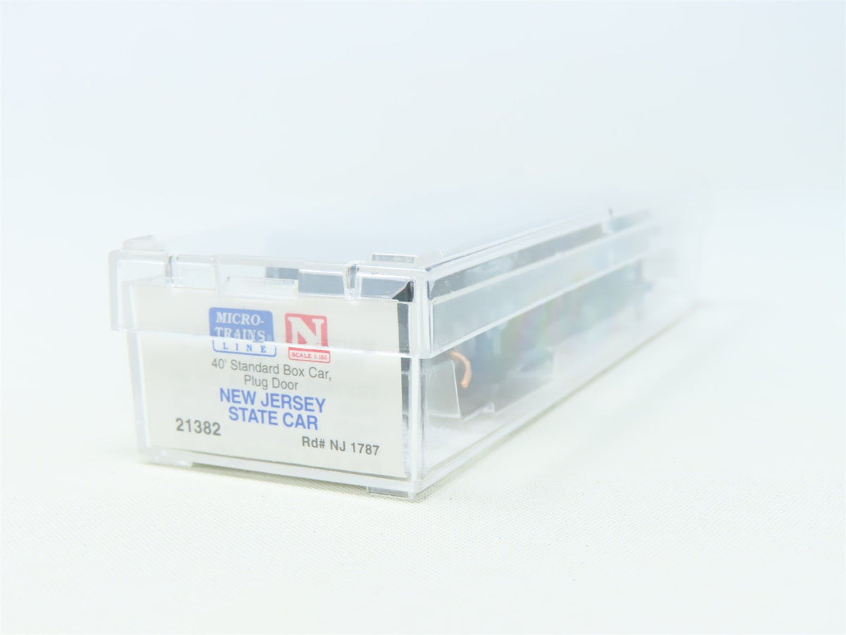 N Scale Micro-Trains MTL 21382 NJ New Jersey State 40&#39; Plug Door Box Car #1787