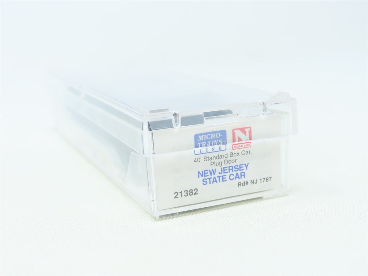 N Scale Micro-Trains MTL 21382 NJ New Jersey State 40&#39; Plug Door Box Car #1787