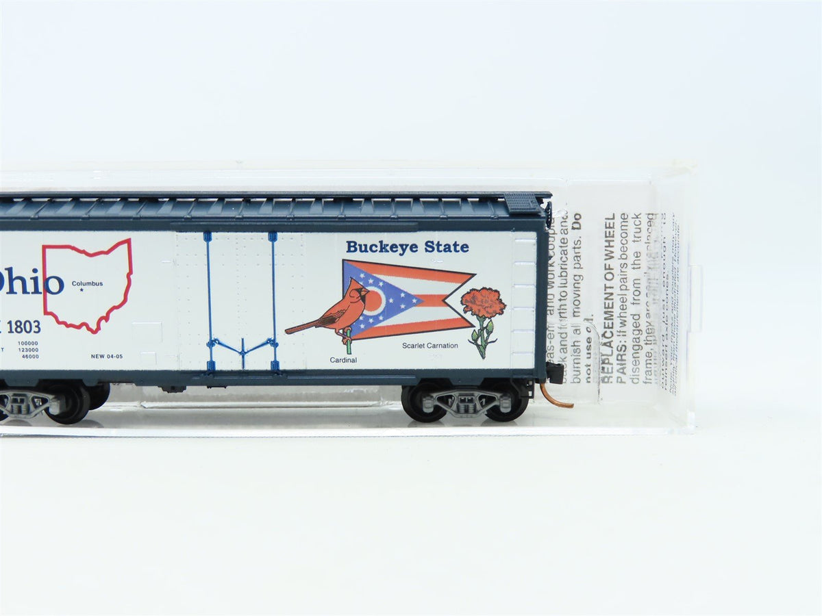 N Scale Micro-Trains MTL 02100389 OH Ohio State 40&#39; Plug Door Box Car #1803