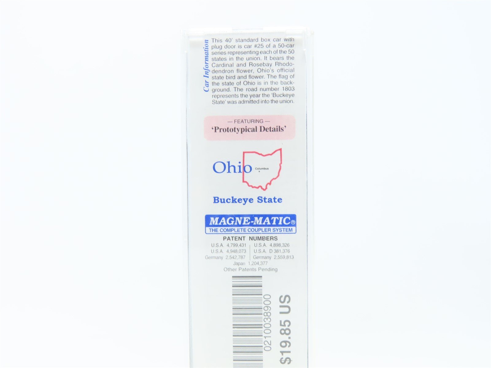 N Scale Micro-Trains MTL 02100389 OH Ohio State 40' Plug Door Box Car #1803