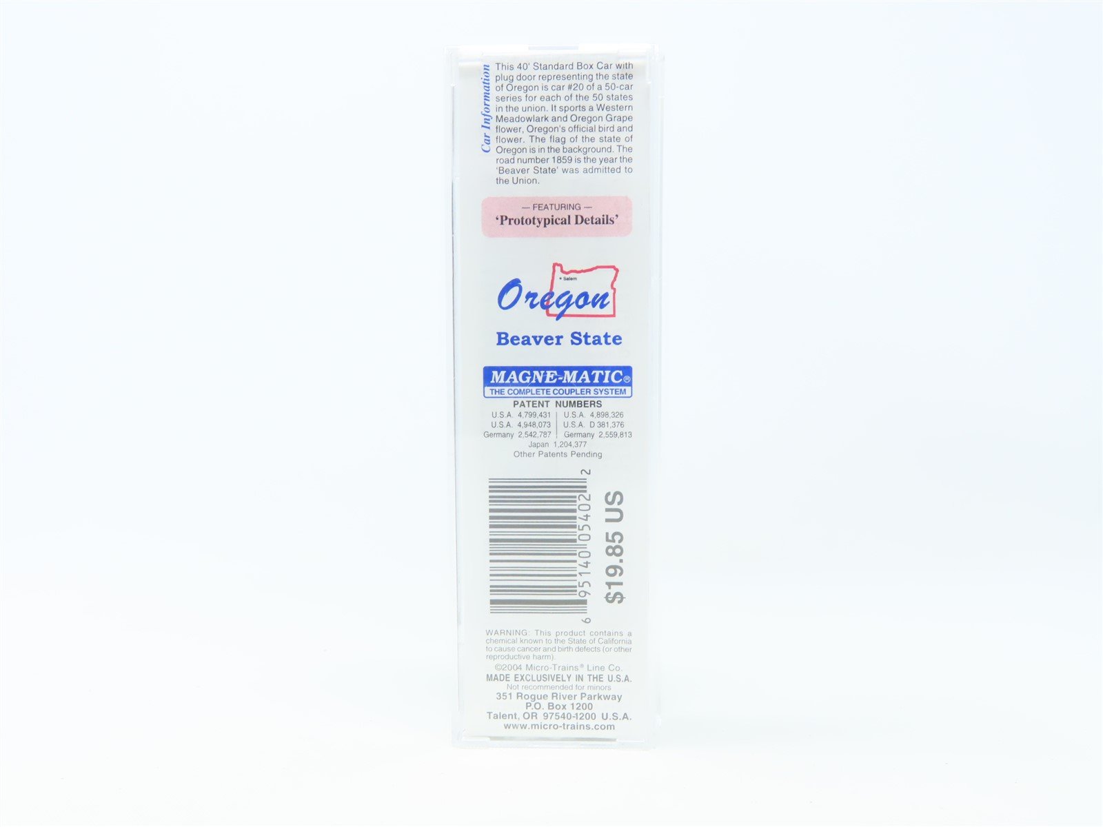 N Scale Micro-Trains MTL 21384 OR Oregon State 40' Plug Door Box Car #1859