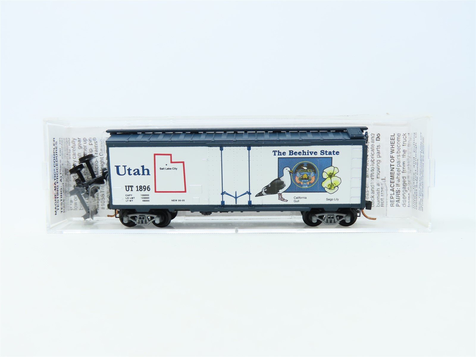 N Scale Micro-Trains MTL 02100391 UT Utah State 40' Plug Door Box Car #1896