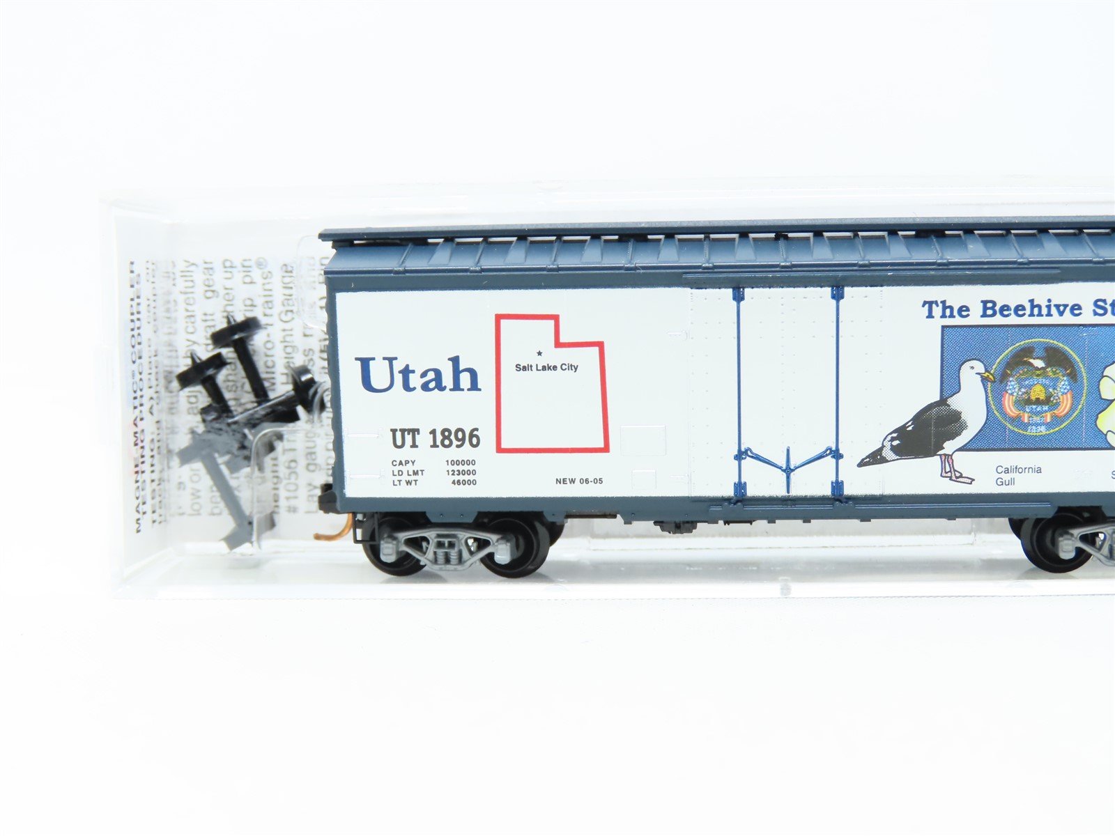 N Scale Micro-Trains MTL 02100391 UT Utah State 40' Plug Door Box Car #1896